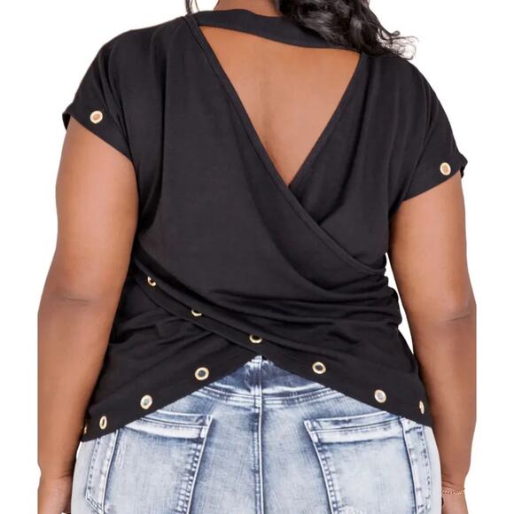 Poetic Justice top black Kira Grommet Trim - Picture 6 of 6